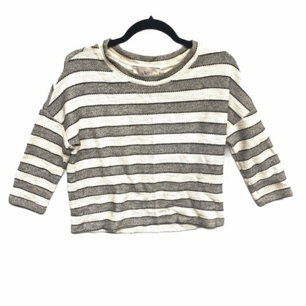 LOFT sweater womens navy/cream 3/4 sleeve crop top sweater xsmall